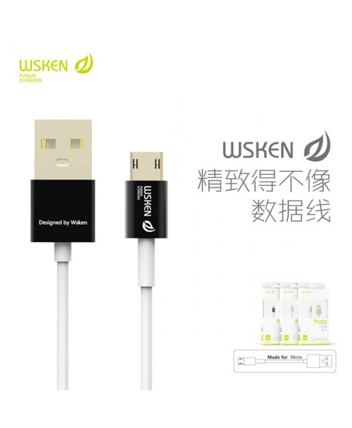 WSKEN Double Side Reverse Plug 2.4A Fast Charging Micro USB Cable - Black